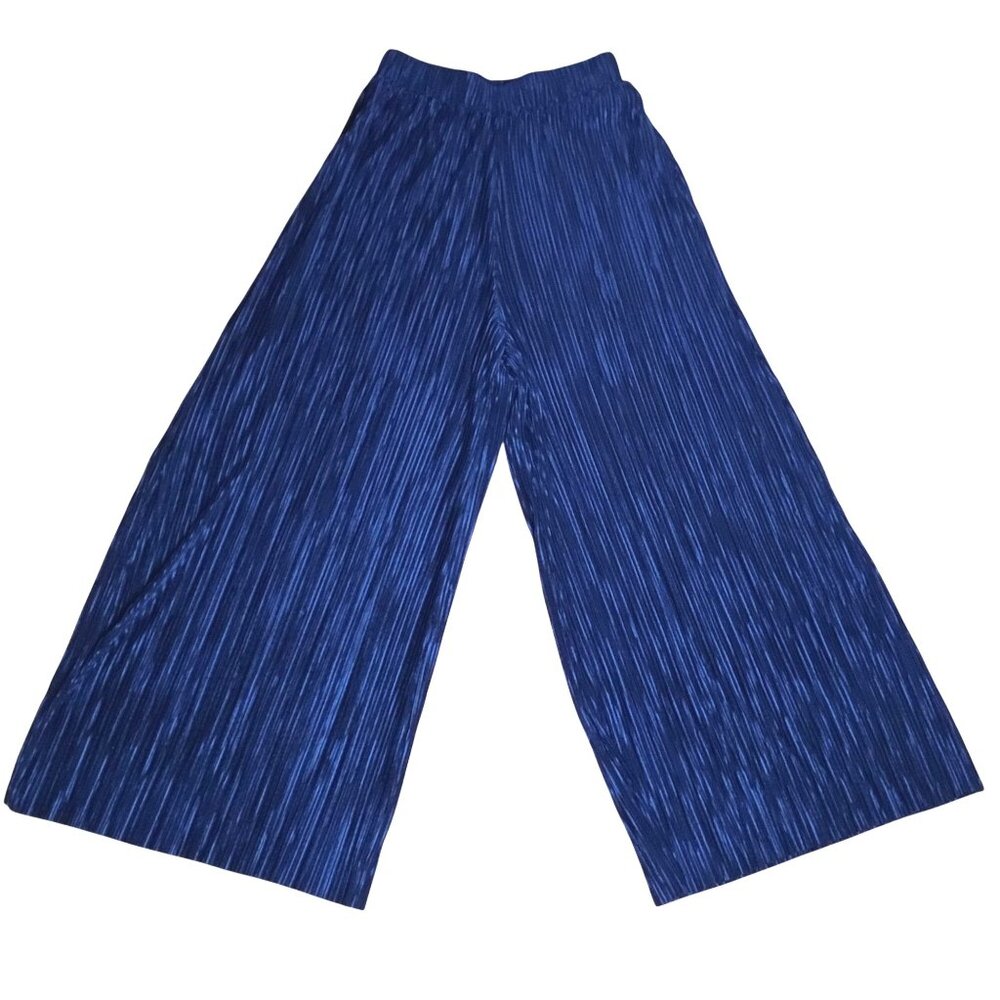 PINKYOTTO Cobalt Blue Pleated Wide Leg Elastic Waist Palazzo Statement Pants S